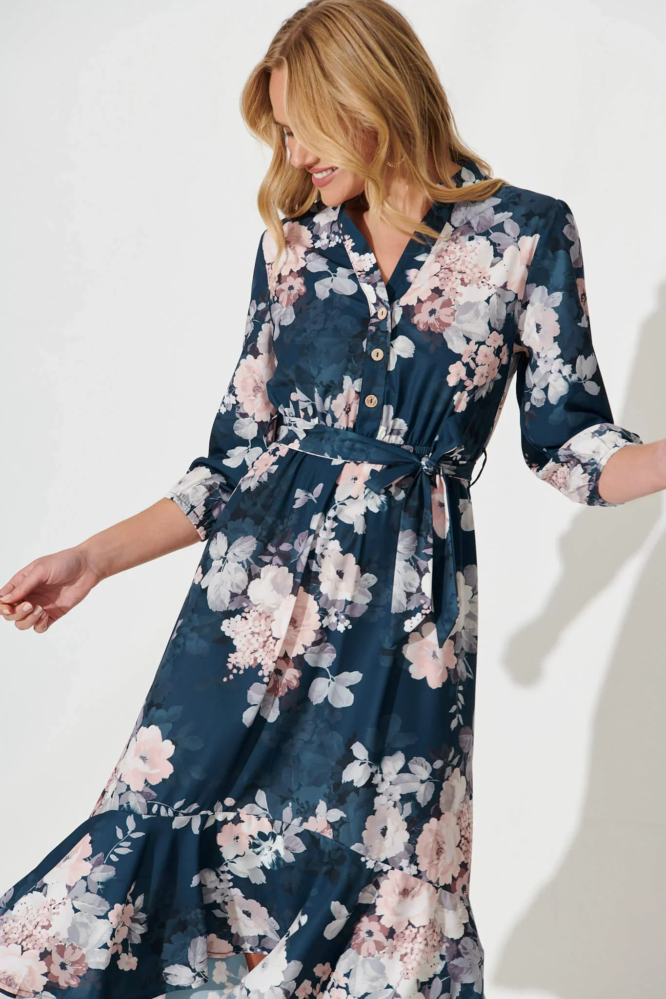 Jemimah Midi Teal Blush Floral - Imagem 2