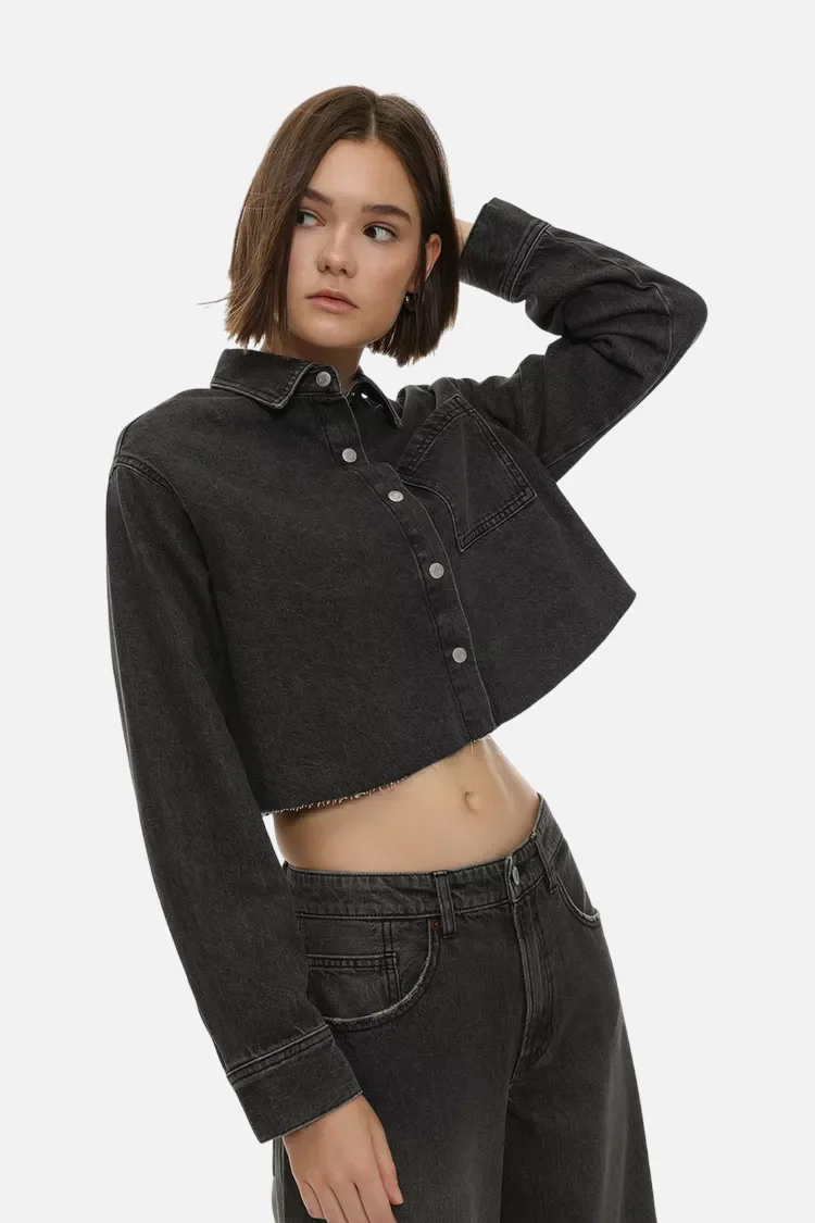 Cropped denim shirt - Imagem 8